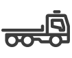 grey graphic icon of flatbed truck