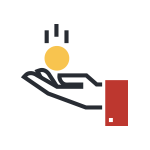 icon of gold coin dropping into hand