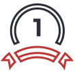 icon of number 1 with red banner