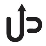 icon with black arrows forming the word UP