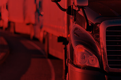 semi truck close up with red overlay