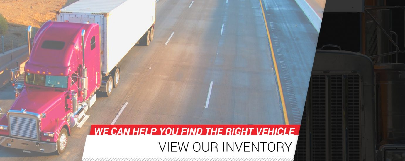 Truck on highway with words "We can help you find the right vehicle. View our Inventory"