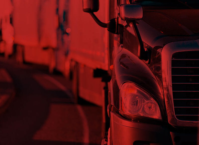 semi truck with red overlay